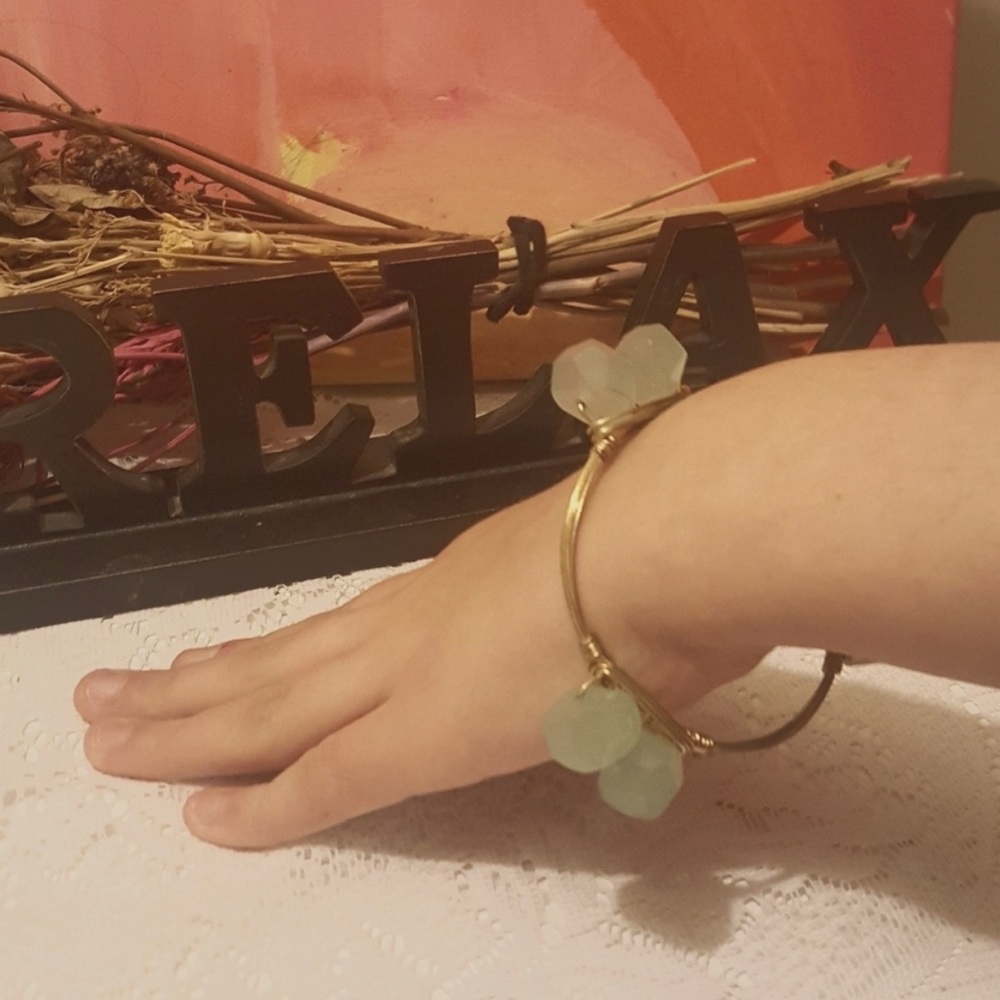 Bourbon and Boweties BB Gold Plated Copper Wire Bracelet Six Gemstones